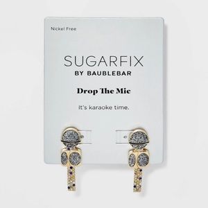 SugarFix BaubleBar Mic Microphone Studded Music Speakers Stud Earrings NWT